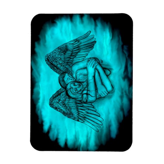 エンジェルエロスの愛、黒と緑のデザイン マグネット (縦)