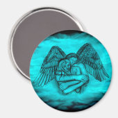 エンジェルエロスの愛、黒と緑のデザイン マグネット (正面/裏面)