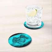 エンジェルエロスの愛、黒と緑のデザイン ラウンドペーパーコースター (インサイチュ)