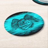 エンジェルエロスの愛、黒と緑のデザイン ラウンドペーパーコースター (アングル)