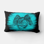 エンジェルエロスの愛、黒と緑のデザイン ランバークッション (裏面)