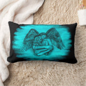 エンジェルエロスの愛、黒と緑のデザイン ランバークッション (ブランケット)