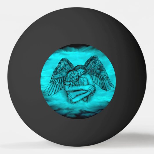 エンジェルエロスの愛、黒と緑のデザイン 卓球ボール (正面)