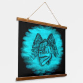 エンジェルエロスの愛、黒と緑のデザイン 吊り下げ型タペストリー (傾斜あり)