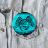 エンジェルエロスの愛、黒と緑のデザイン 缶バッジ (インサイチュ)