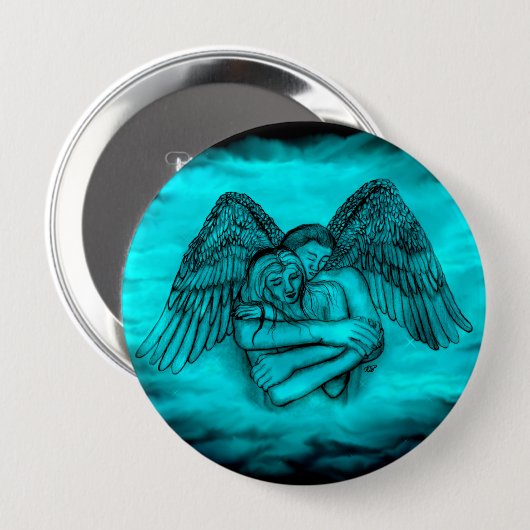 エンジェルエロスの愛、黒と緑のデザイン 缶バッジ (正面&裏面)