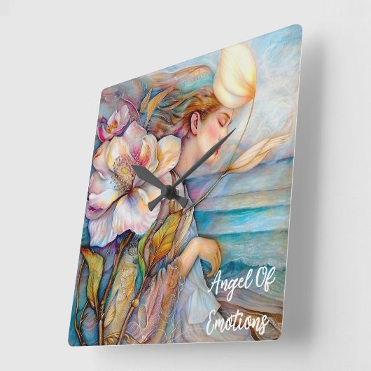 エンジェルオブエモティオスターコイズウォールクロック スクエア壁時計 (傾斜)