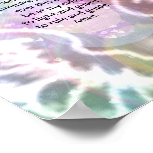 エンジェルオブゴッドウォーターカラーウィングスカトリック祈りの言葉 ポスター (角)