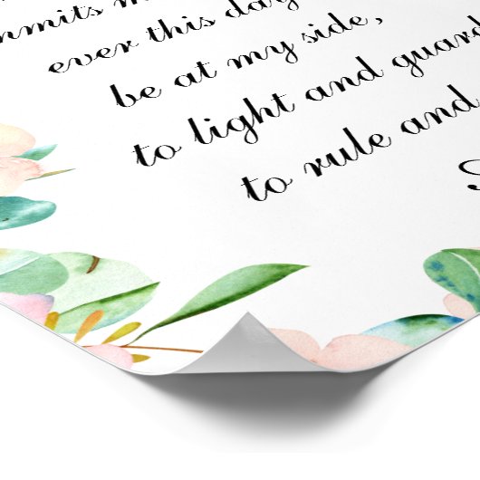 エンジェルオブゴッドガーディアンアンジェル祈りの言葉パステルフローラ ポスター (角)