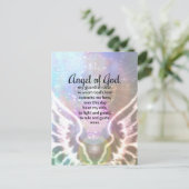 エンジェルオブゴッド祈りの言葉美カラフルしい水色 ポストカード (スタンド正面)