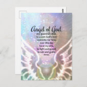 エンジェルオブゴッド祈りの言葉美カラフルしい水色 ポストカード (正面/裏面)