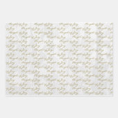 エンジェルオブジョイエレガント金ゴールドホワイトパール&レース ラッピングペーパーシート (正面3)