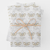 エンジェルオブジョイエレガント金ゴールドホワイトパール&レース ラッピングペーパーシート (インサイチュ)
