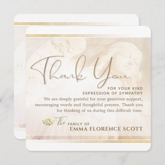 エンジェルオブライトスクエア悔やみや弔慰サンキューカード 招待状 (正面/裏面)