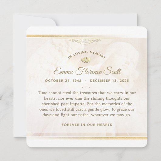 エンジェルオブライトスクエア悔やみや弔慰サンキューカード 招待状 (裏面)