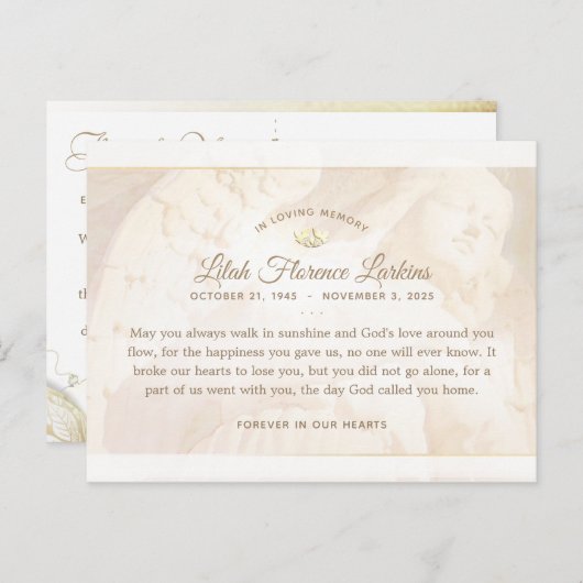 エンジェルオブライト悔やみや弔慰サンキューポストカード ポストカード (正面/裏面)