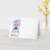 エンジェルオンホワイトクラウドウィズバスケットオブハートスケッチ カード (黄色い花)