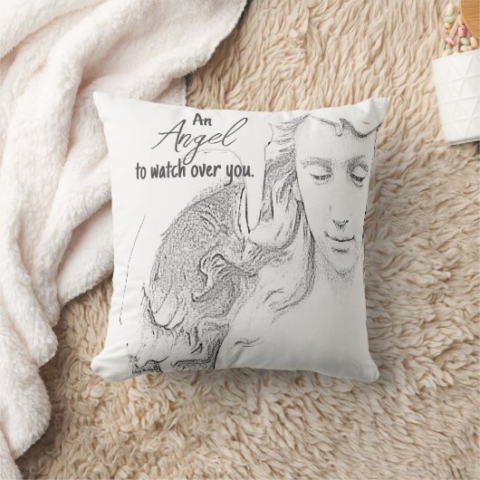エンジェルオーバーウオンユー白黒ウィングス引用文 クッション (ブランケット)
