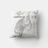 エンジェルオーバーウオンユー白黒ウィングス引用文 クッション (正面)