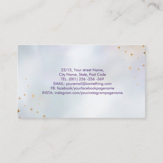 エンジェルカラフル白熱［赤熱］光を放つウイングカード 名刺 (裏面)