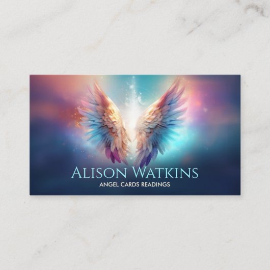 エンジェルカラフル白熱［赤熱］光を放つウイング 名刺 (正面)