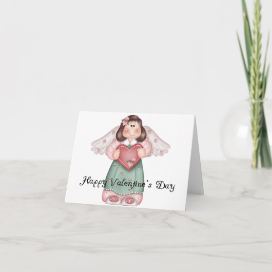 エンジェルガールかわいいバレンタインデーのグリーティングカード シーズンカード (正面)