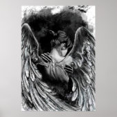 エンジェルガールのポスター – 白黒絵画の ポスター (正面)