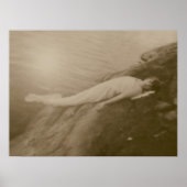 エンジェルガールヴィンテージセピアアンティークアート ポスター (正面)