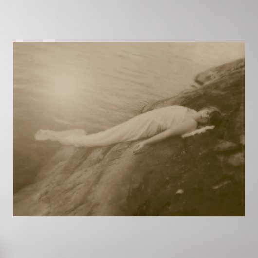 エンジェルガールヴィンテージセピアアンティークアート ポスター (正面)