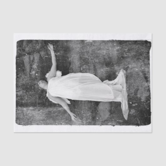 エンジェルガールヴィンテージ白黒テクスチャーグランジ 薄葉紙 (正面)