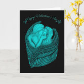 エンジェルキスをするス、ブラックとグリーンデザイン カード (黄色い花)