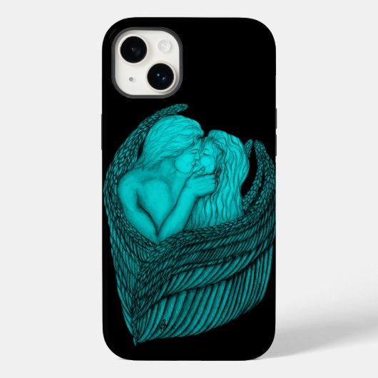 エンジェルキスをするス、ブラックとグリーンデザイン Case-Mate iPhoneケース (裏面)
