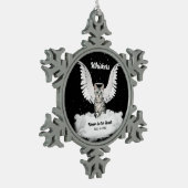 エンジェルキャットグレー虎猫メモリアル スノーフレークピューターオーナメント (左)