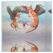 エンジェルキャット及びマウスゲーム生地鏡デザイン ファブリック (クローズアップ)