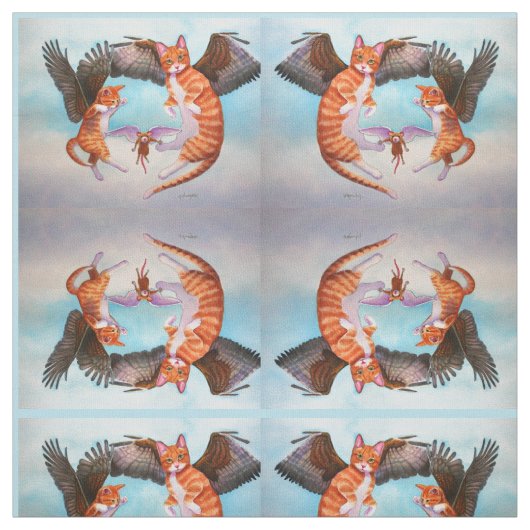 エンジェルキャット及びマウスゲーム生地鏡デザイン ファブリック (見本)