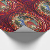 エンジェルギャザリングフラワーレッドフローラクラウンクリスマス ラッピングペーパー (角)