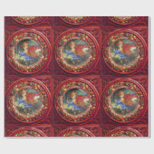 エンジェルギャザリングフラワーレッドフローラクラウンクリスマス ラッピングペーパー (フラット)