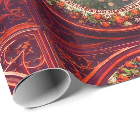 エンジェルギャザリングフラワーレッドフローラクラウンクリスマス ラッピングペーパー (ロールコーナー)