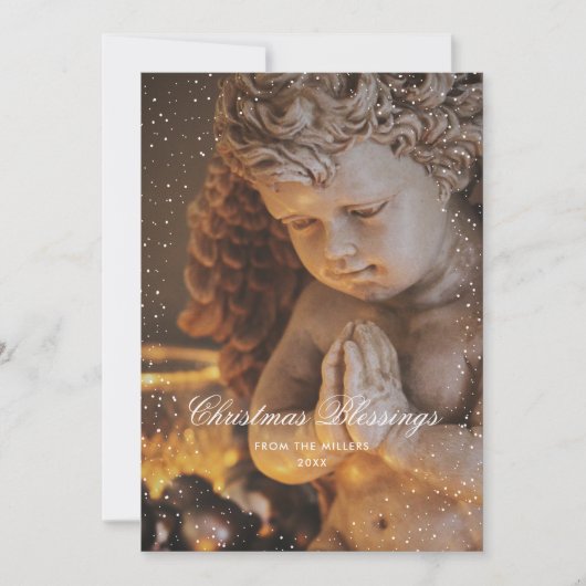エンジェルクリスチャンクリスマスウィンターホリデーカード シーズンカード (正面)