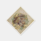 エンジェルクリスマスの母と子 スタンダードカクテルナプキン (角)