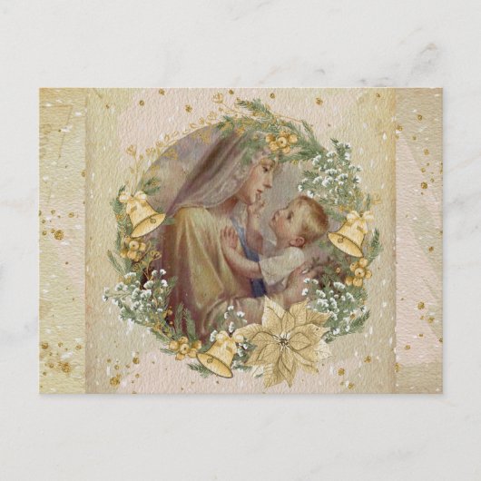 エンジェルクリスマスの母と子 ポストカード (正面)