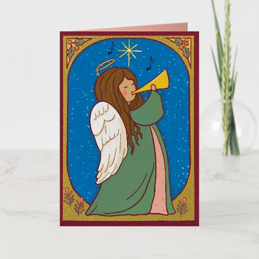 エンジェルクリスマスを祝う 箔シーズンカード (正面)