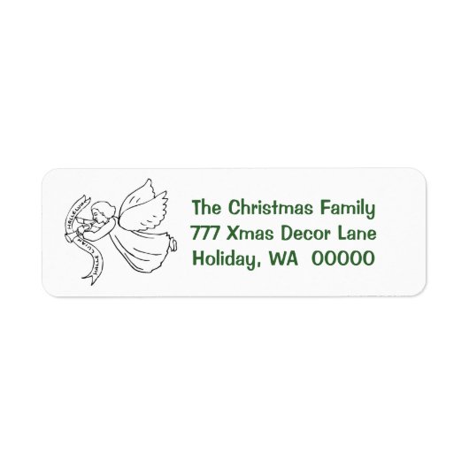 エンジェルクリスマスカード封筒セルフアドレス ラベル (正面)