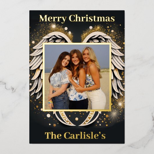 エンジェルクリスマスカード 箔招待状 (正面)