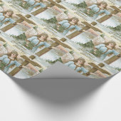 エンジェルクリスマスツリークロスウィンターコテージ ラッピングペーパー (角)