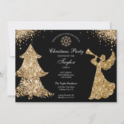 エンジェルクリスマスツリーファミリーディナーパーティー 招待状 (正面)