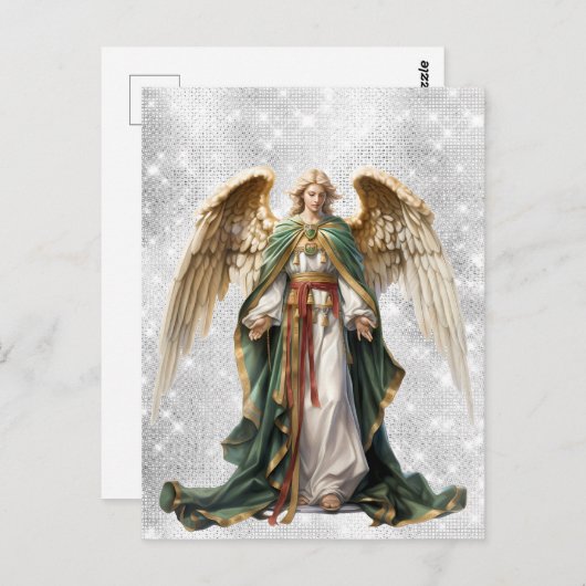 エンジェルクリスマスホリデーウィンターウォーター色 ポストカード (正面/裏面)