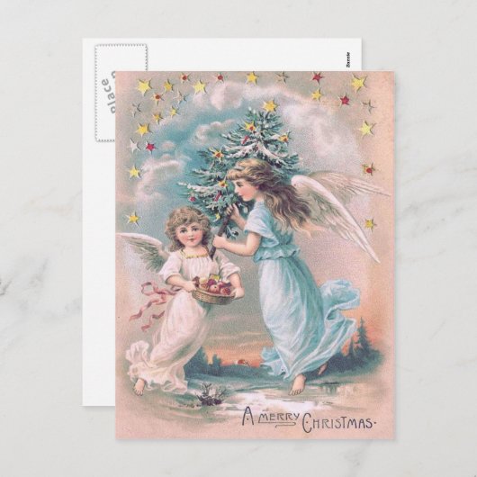 エンジェルケルビクリスマスツリーアップルスターズ シーズンポストカード (正面/裏面)