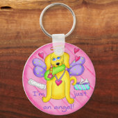 エンジェルゴールデンイエロードッグ靴付き キーホルダー (正面)