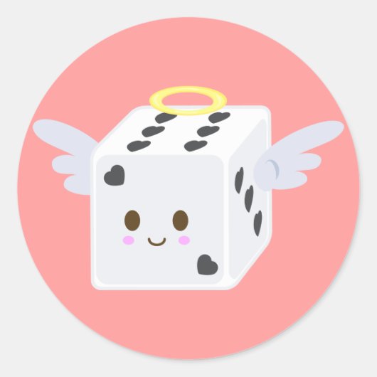 エンジェルサイコロとハート ラウンドシール (正面)